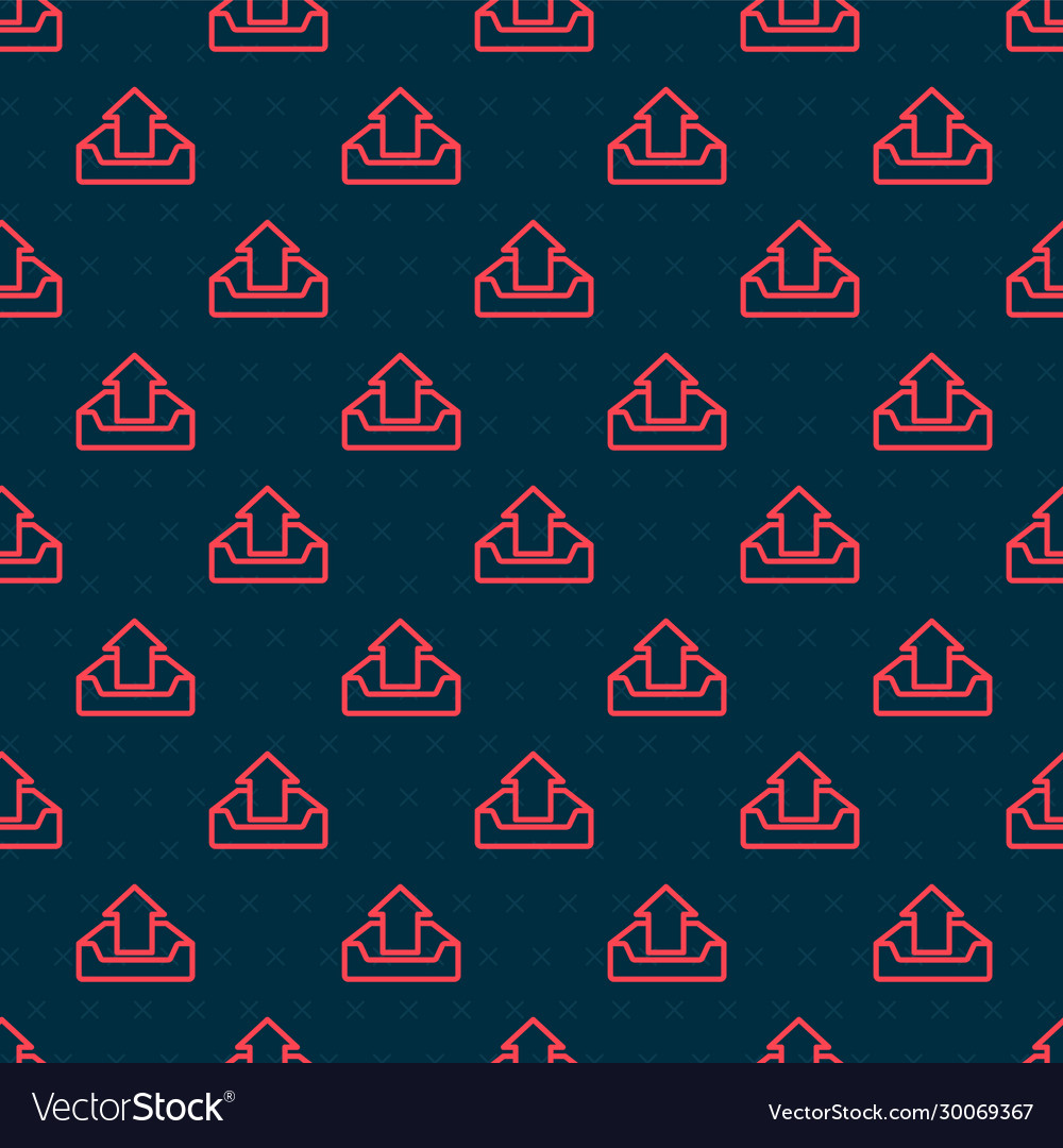 Rote Linie Upload-Inbox-Symbol isoliert nahtlos vector image Rote Linie Upload-Inbox-Symbol isoliert nahtlos
