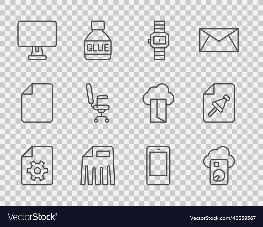 Set line document settings cloud database wrist vector image Set line document settings cloud database wrist