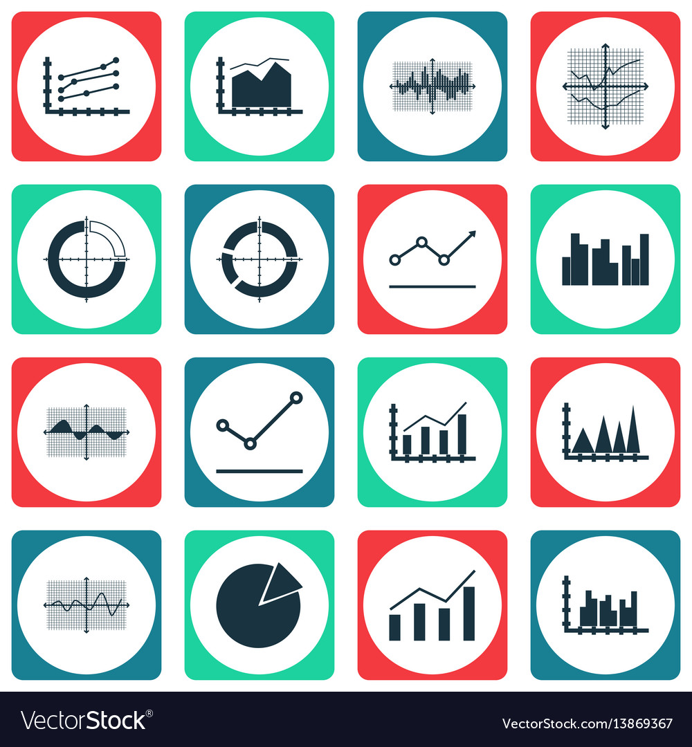 Set of graphs diagrams and statistics icons vector image Set of graphs diagrams and statistics icons