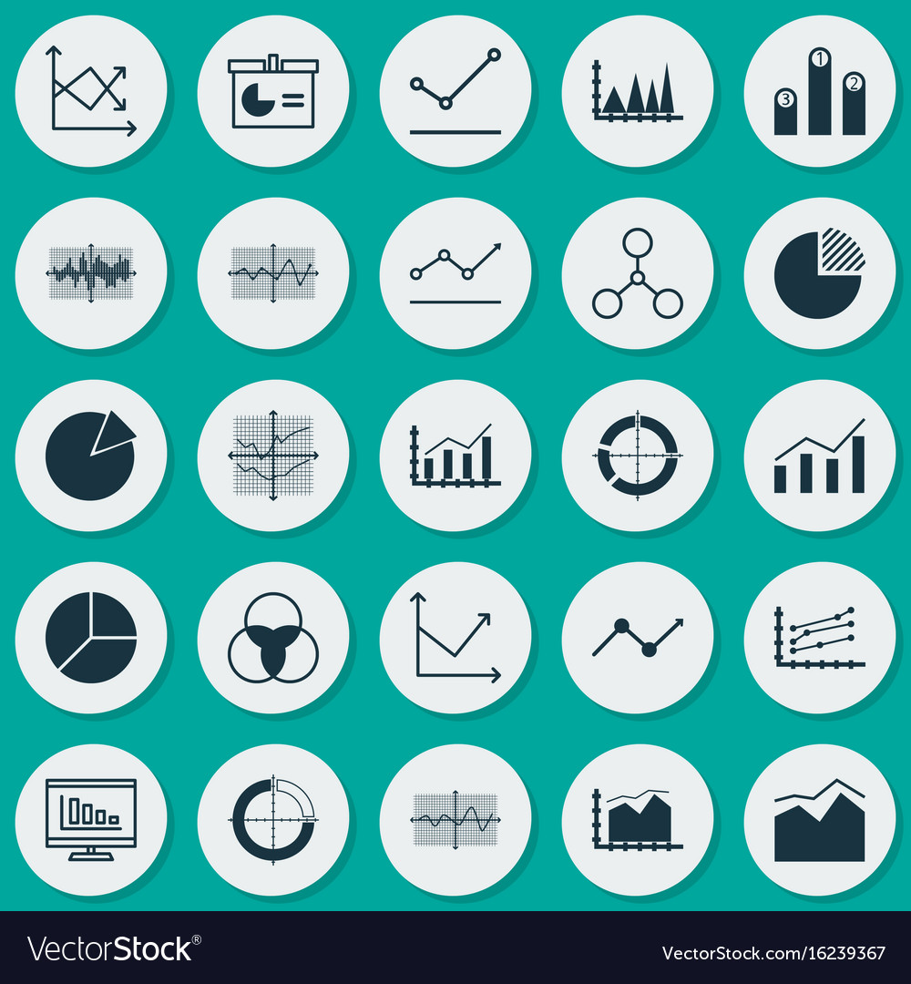 Set of graphs diagrams and statistics icons