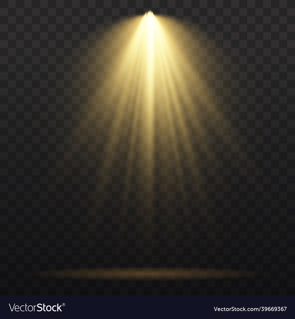 Spotlight projector light effect with yellow rays Vector Image