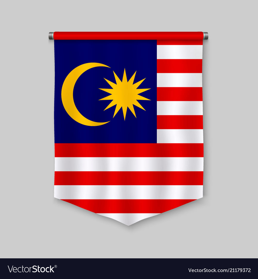 3D Malaysische Flagge Pennant