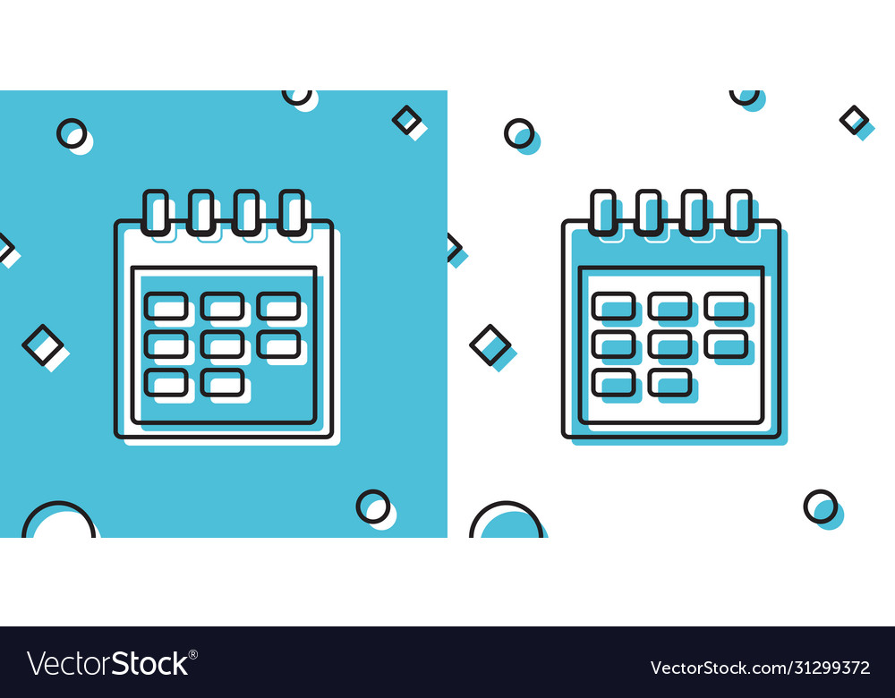 Black calendar icon isolated on blue and white Vector Image