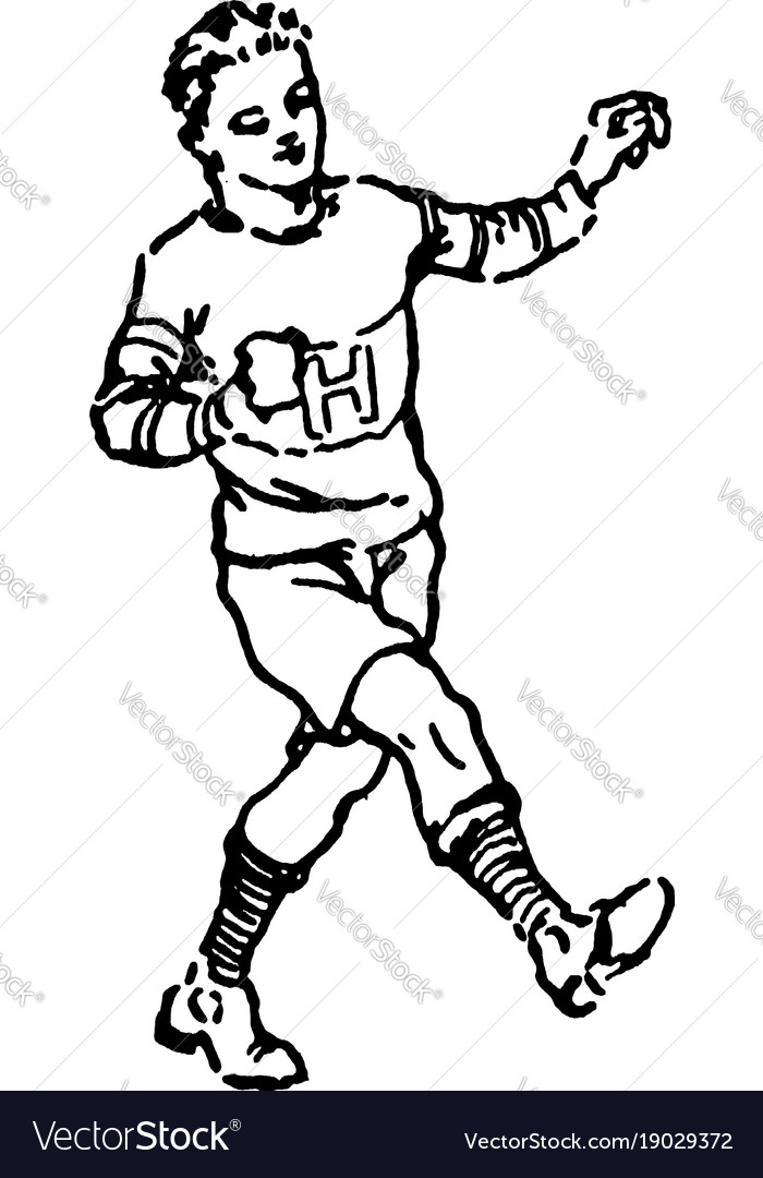 boy kicking vintage royalty free vector image vectorstock