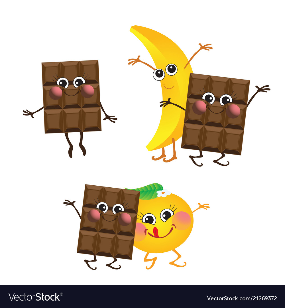 Chocolate banana orange characters