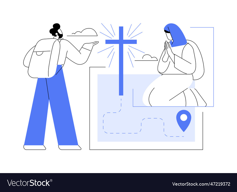 Christian pilgrimages abstract concept Royalty Free Vector