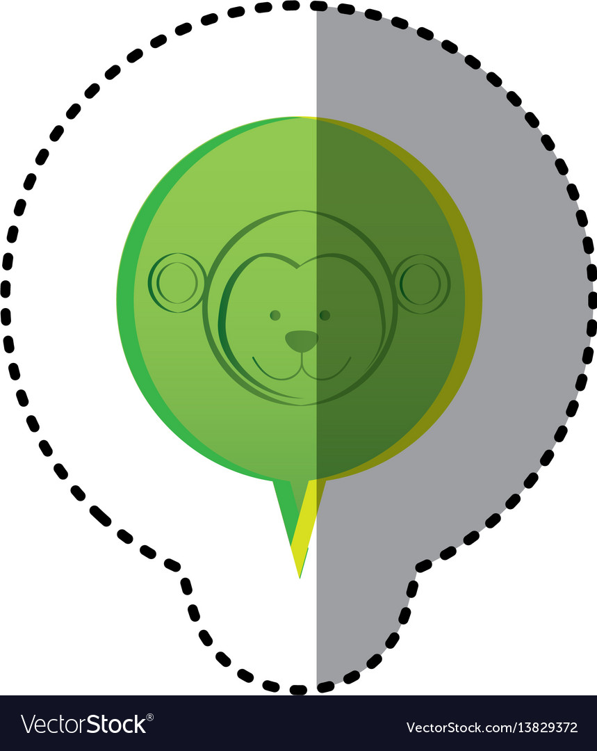 Color sticker with monkey face in circular speech