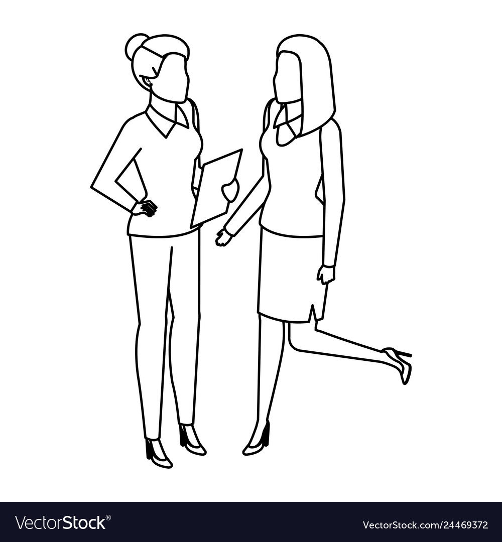 Couple businesswomen avatars characters Royalty Free Vector