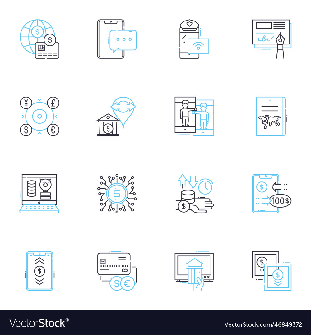 Cyber currency linear icons set bitcoin litecoin vector image Cyber currency linear icons set bitcoin litecoin