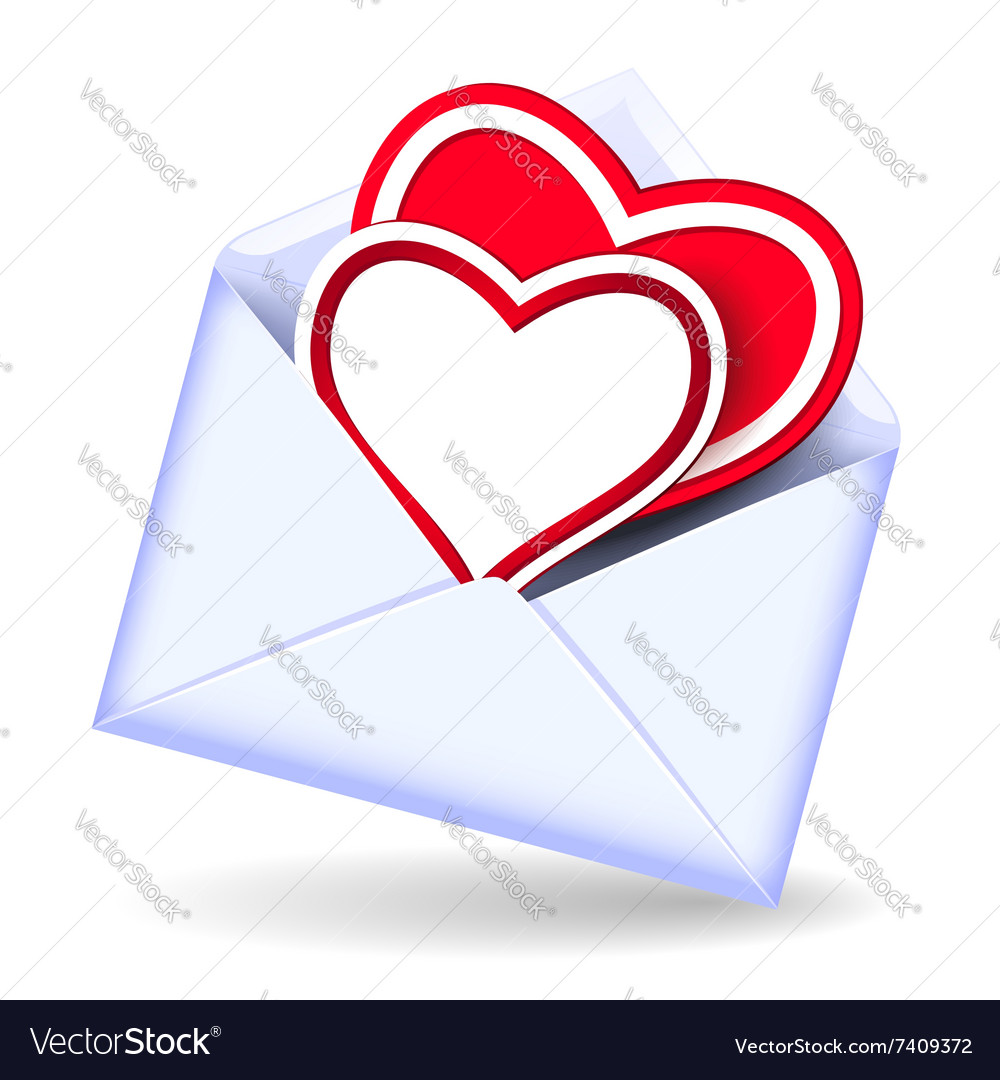 Envelope with two valentine hearts Royalty Free Vector Image