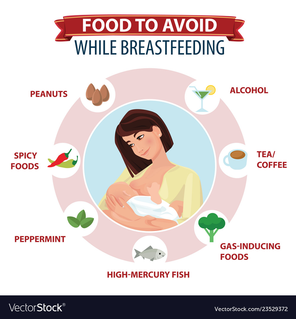 Foods To Avoid During Breastfeeding Infographic Vector Image