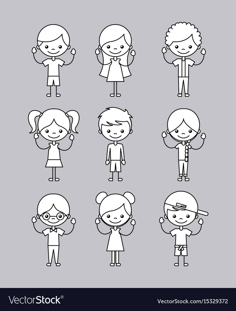 Icons set happy kids