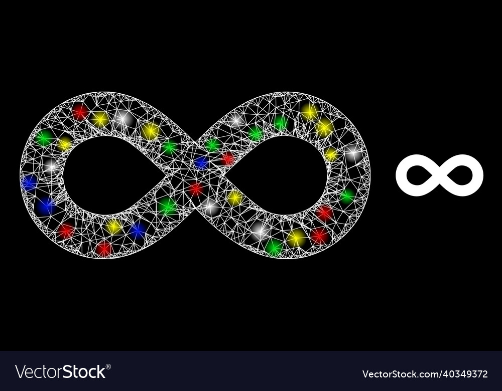 Illuminated web net infinity icon vector image Illuminated web net infinity icon
