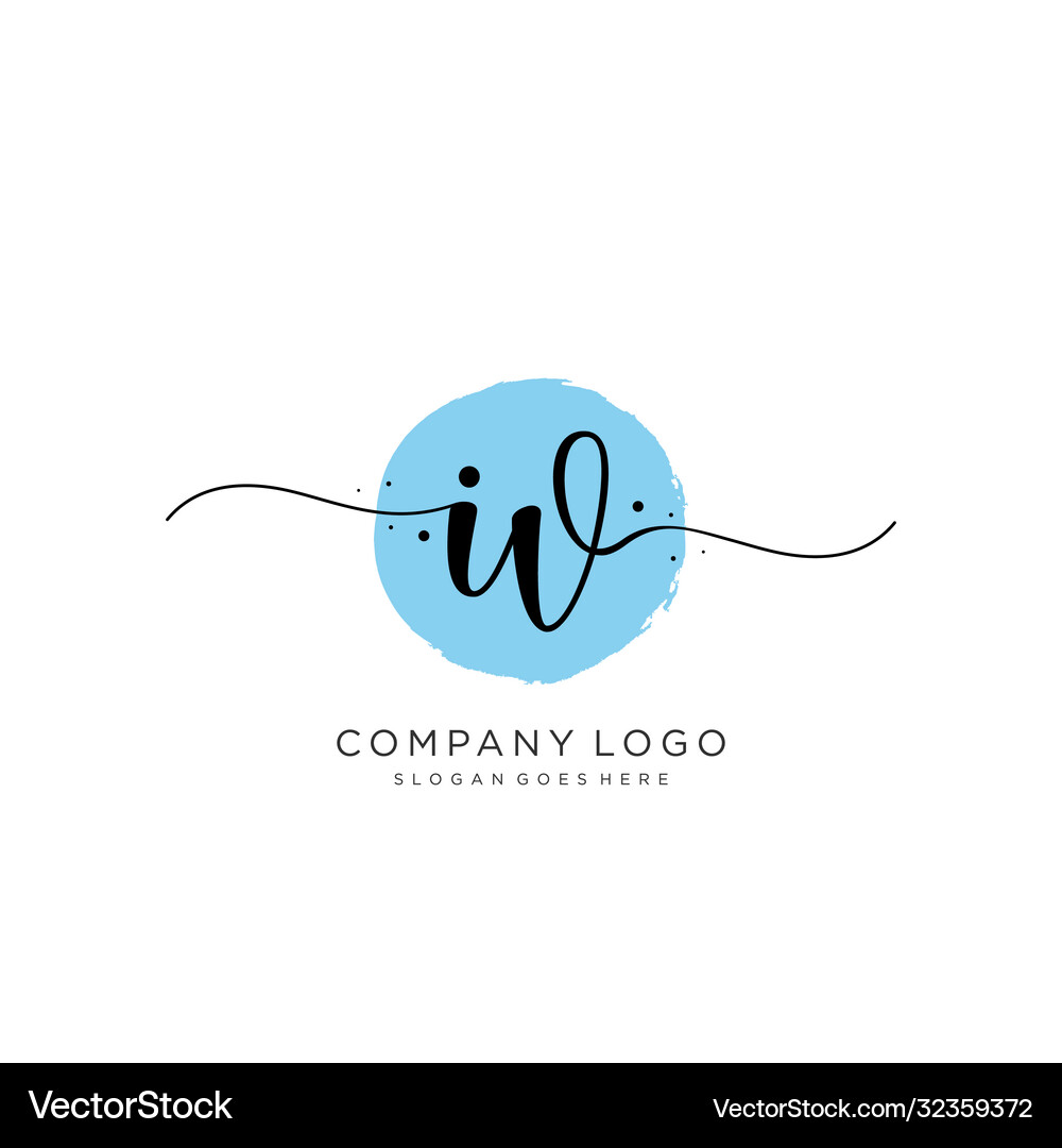 Iv initial handwriting logo design Royalty Free Vector Image