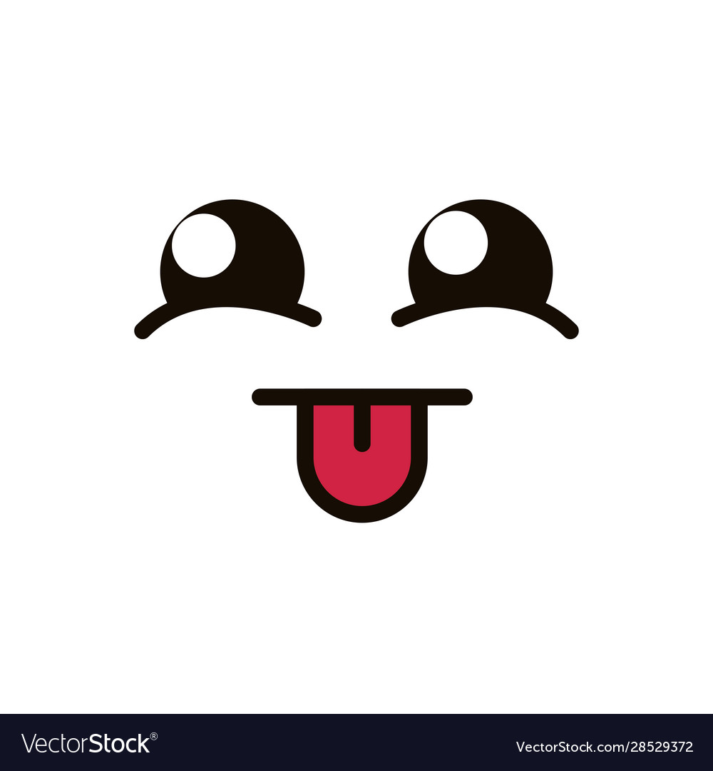 Kawaii cute face expression eyes and mouth scared Vector Image