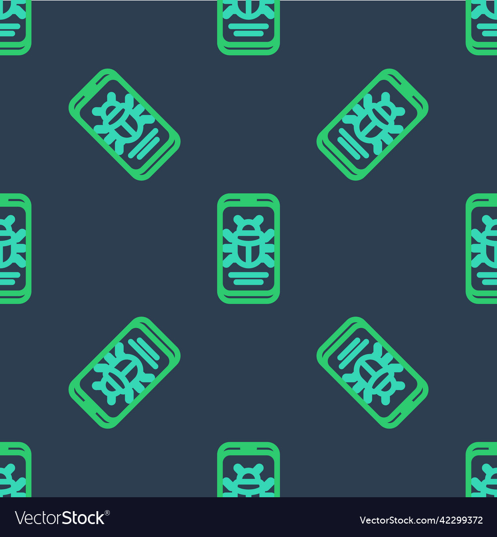 Line system bug on mobile icon isolated seamless vector image Line system bug on mobile icon isolated seamless