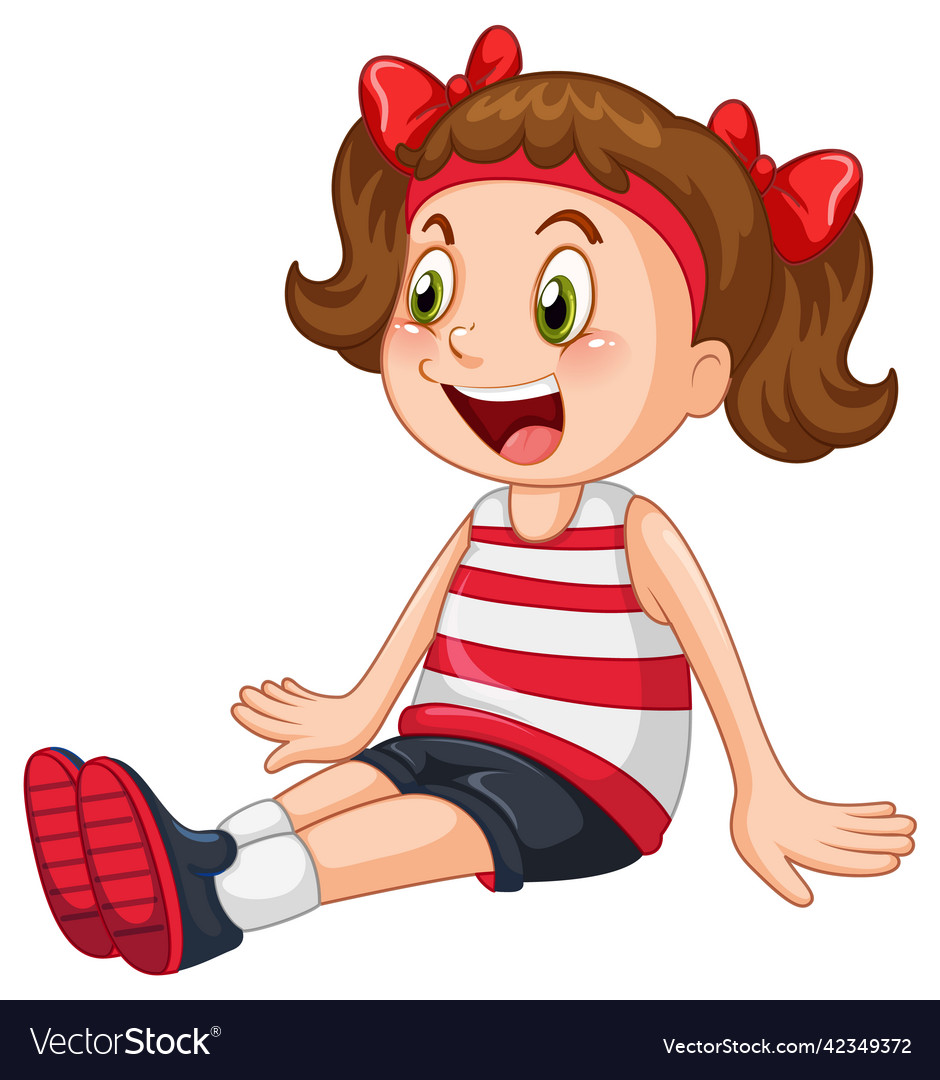 Little Girl With Red Ribbons Royalty Free Vector Image