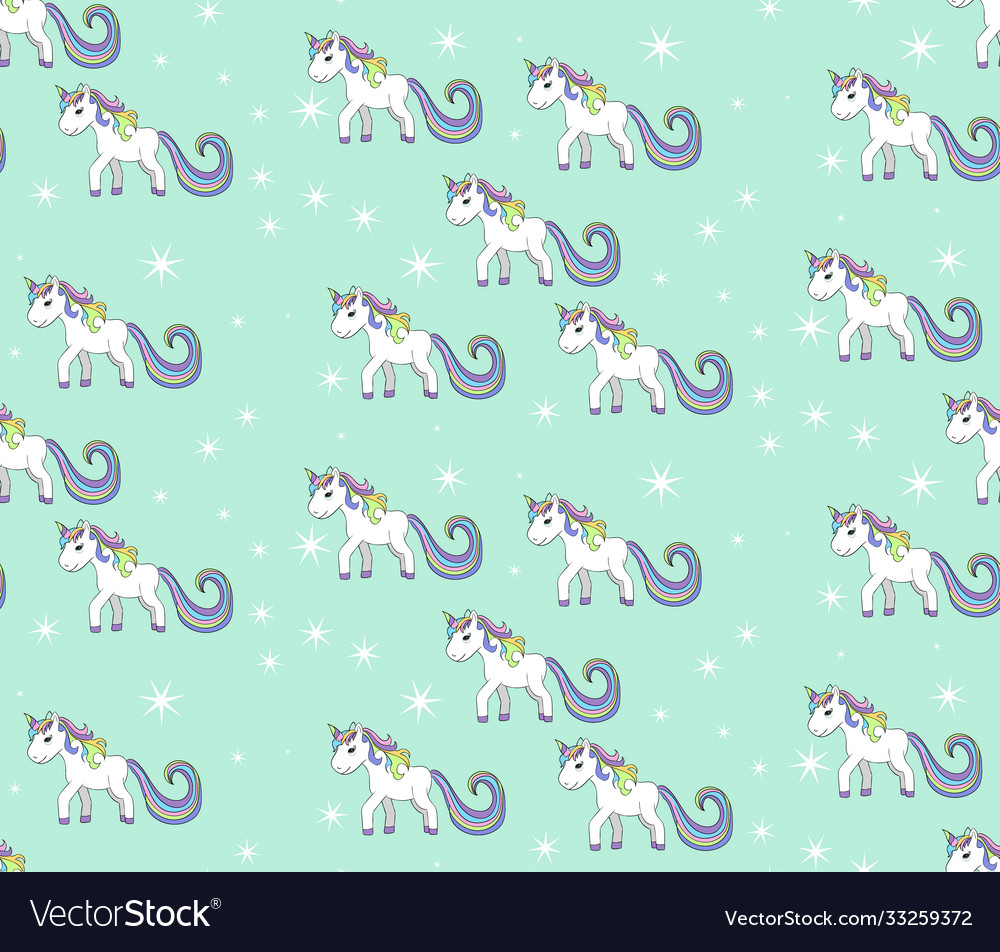 Seamless pattern with unicorns