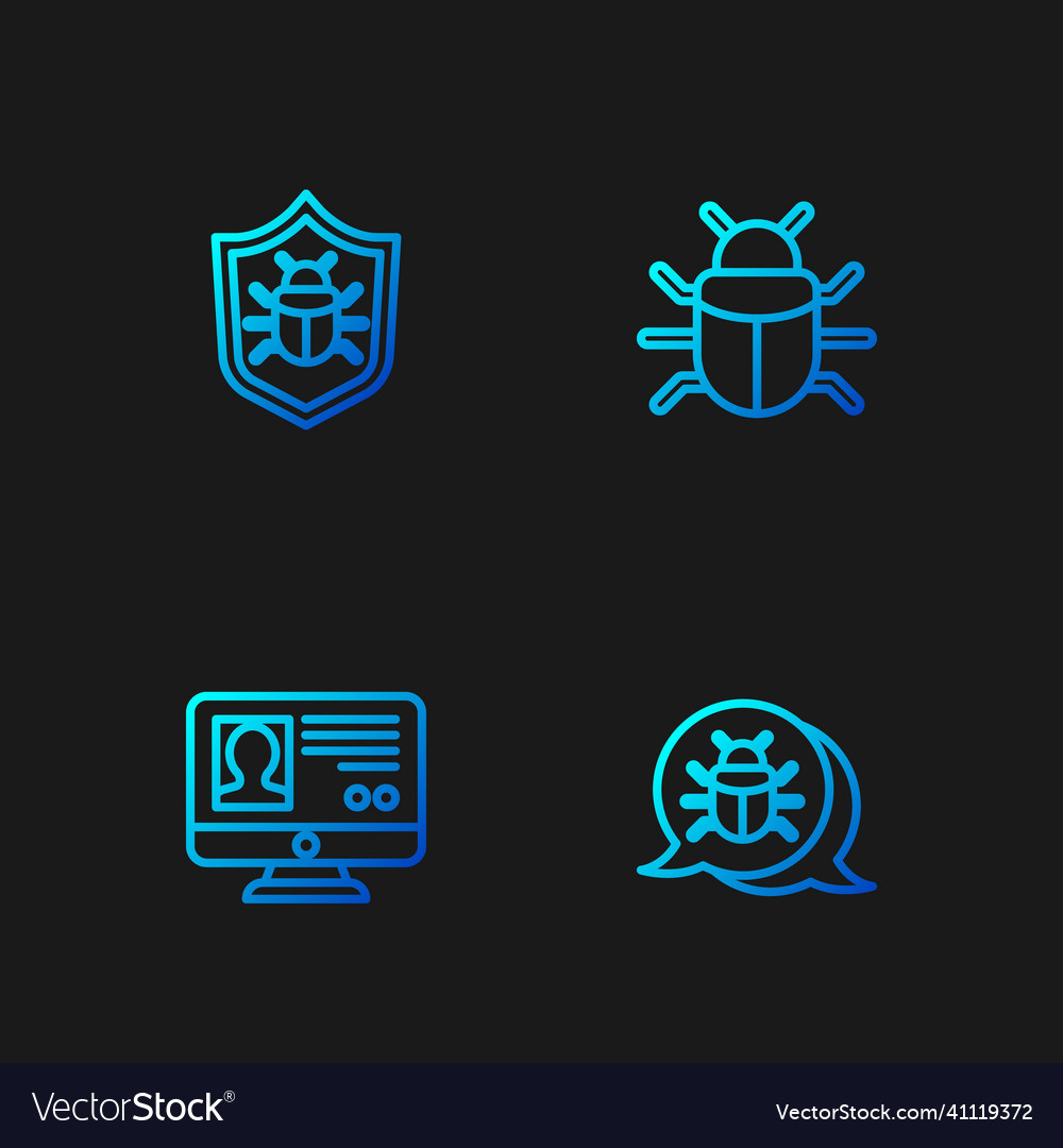 Set line system bug create account screen vector image Set line system bug create account screen