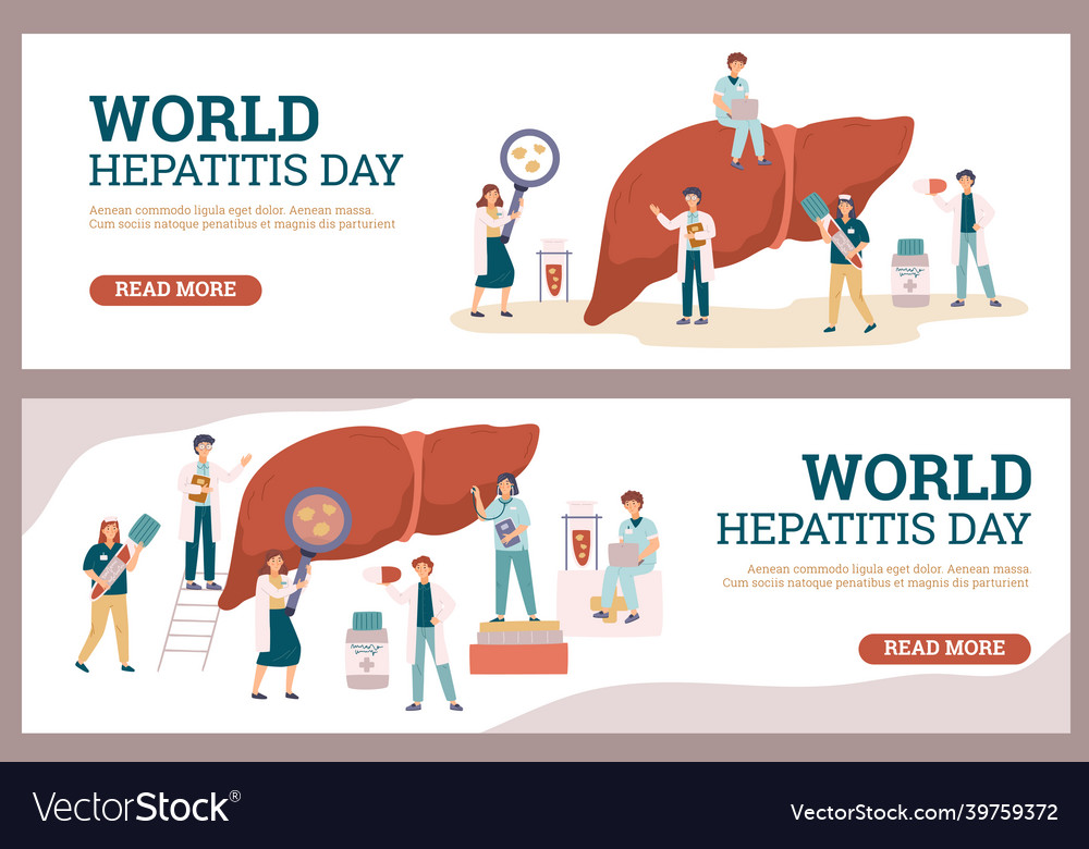 Set of web banners to world hepatitis day flat