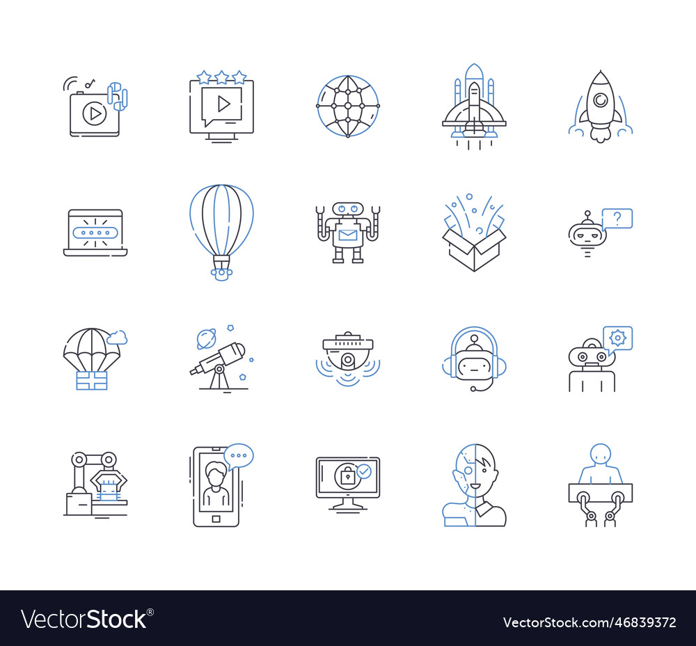 Web analytics line icons collection data traffic vector image Web analytics line icons collection data traffic
