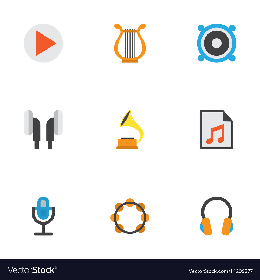 Audio flat icons set collection of button