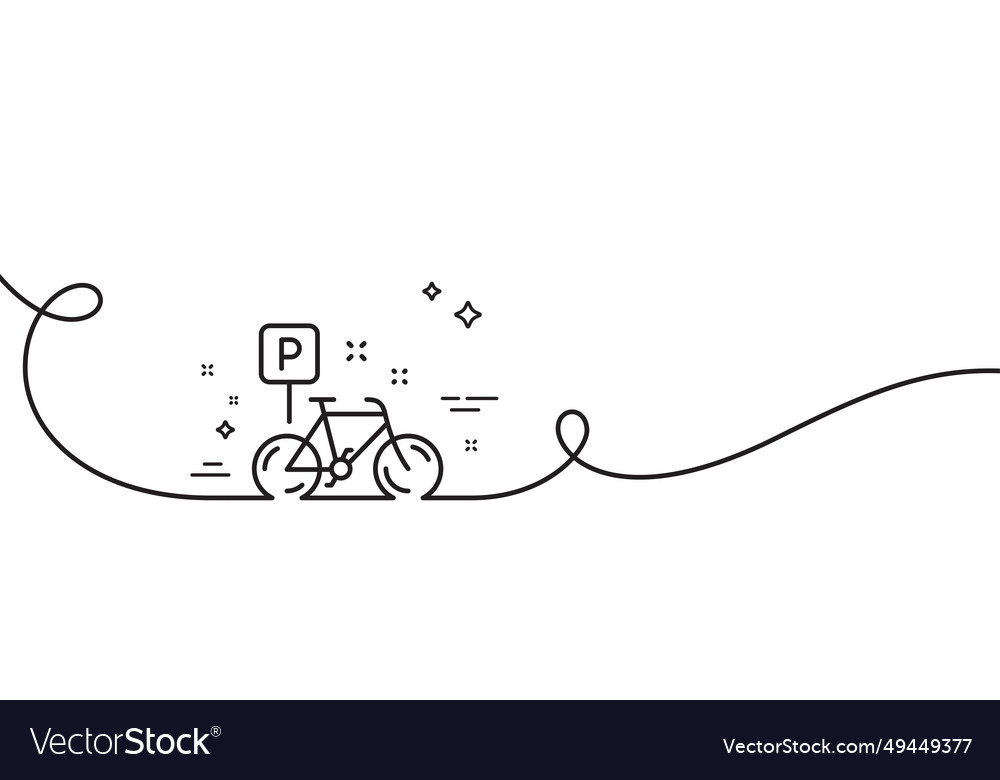 Bike line icon bicycle parking sign continuous vector image Bike line icon bicycle parking sign continuous