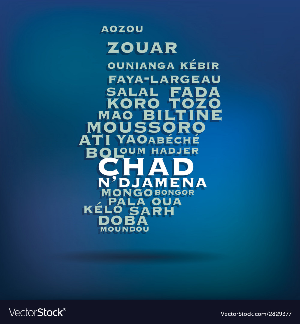 Chad map made with name of cities