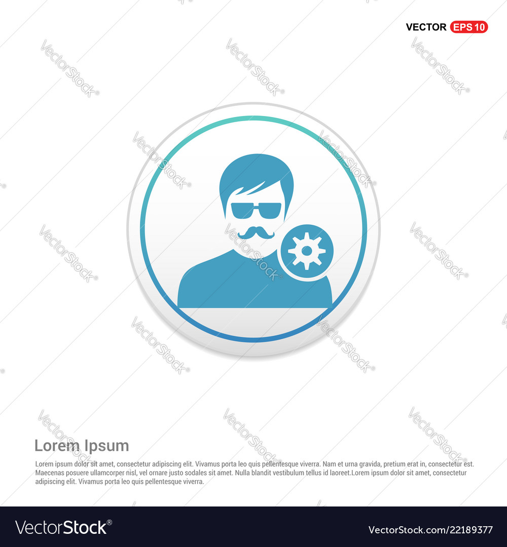 Configuration user icon - white circle button vector image Configuration user icon - white circle button