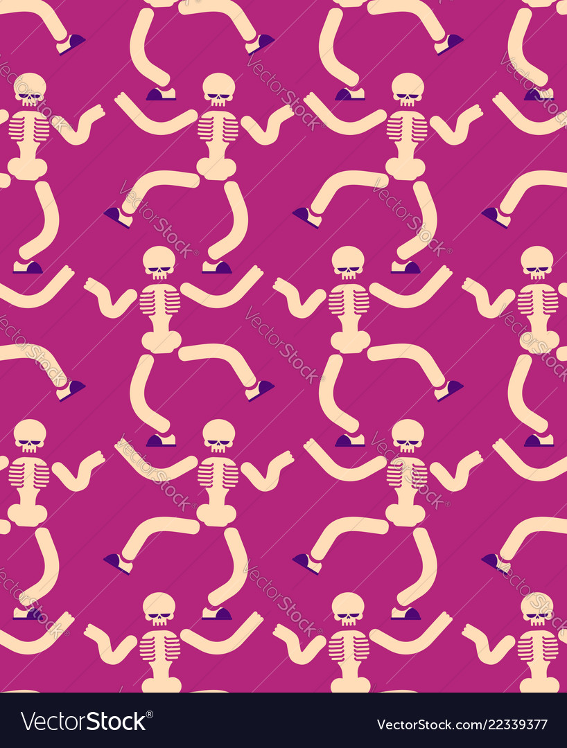 Dancing skeleton seamless pattern hell background vector image Dancing skeleton seamless pattern hell background