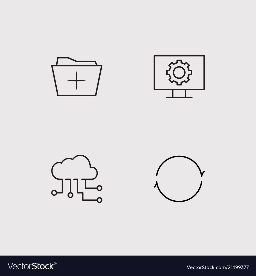 Data analytics simple linear icons set outlined