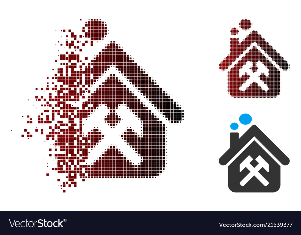 Decomposed pixel halftone workshop icon vector image Decomposed pixel halftone workshop icon