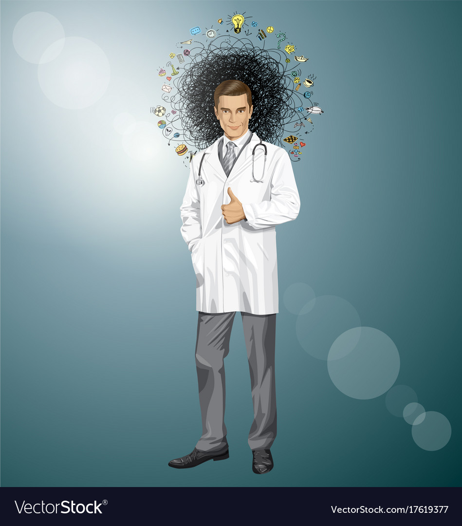 Doctor man with stethoscope shows well done