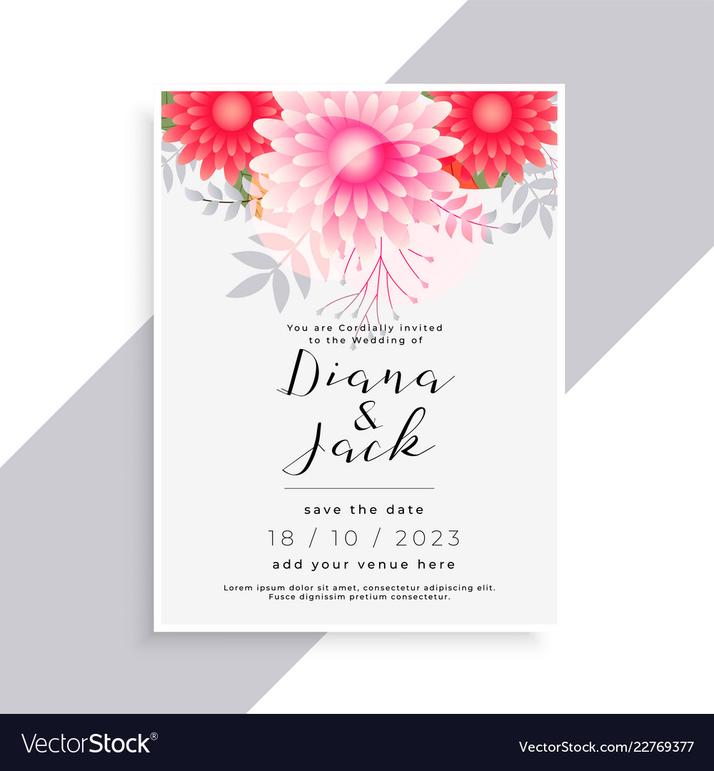 Elegant flower and leaves beautiful wedding card