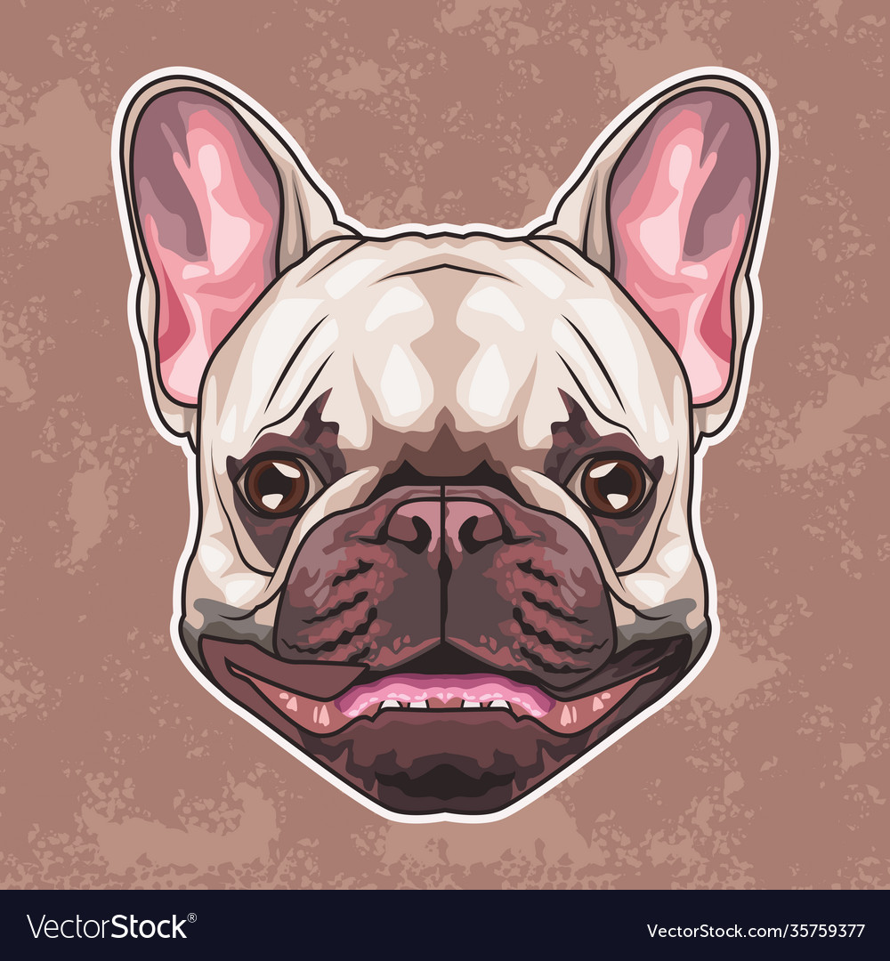 French bulldog animal head character in brown