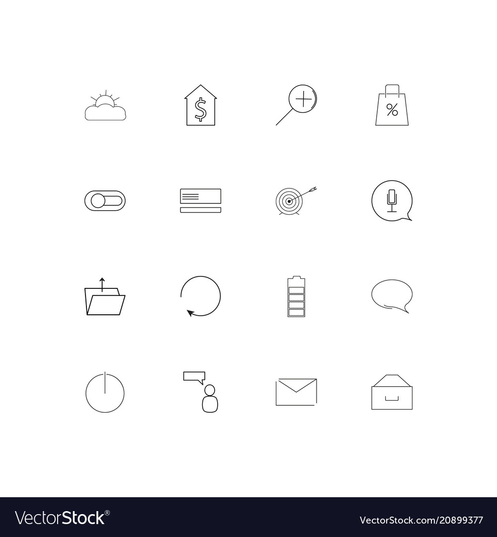 Interface linear thin icons set outlined simple vector image Interface linear thin icons set outlined simple
