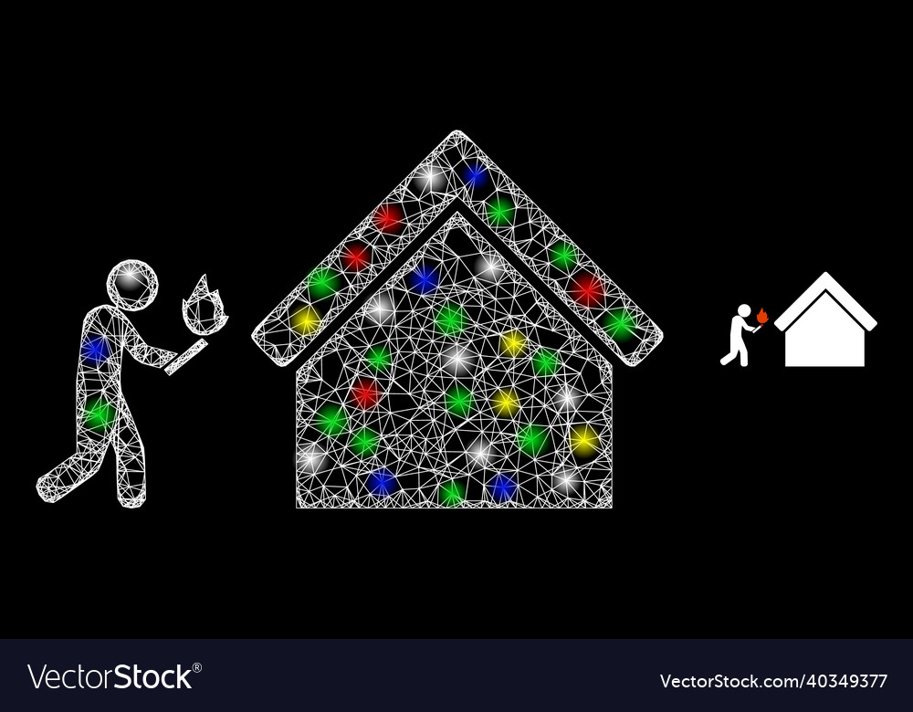 Magic intersected net house arsonist icon vector image Magic intersected net house arsonist icon