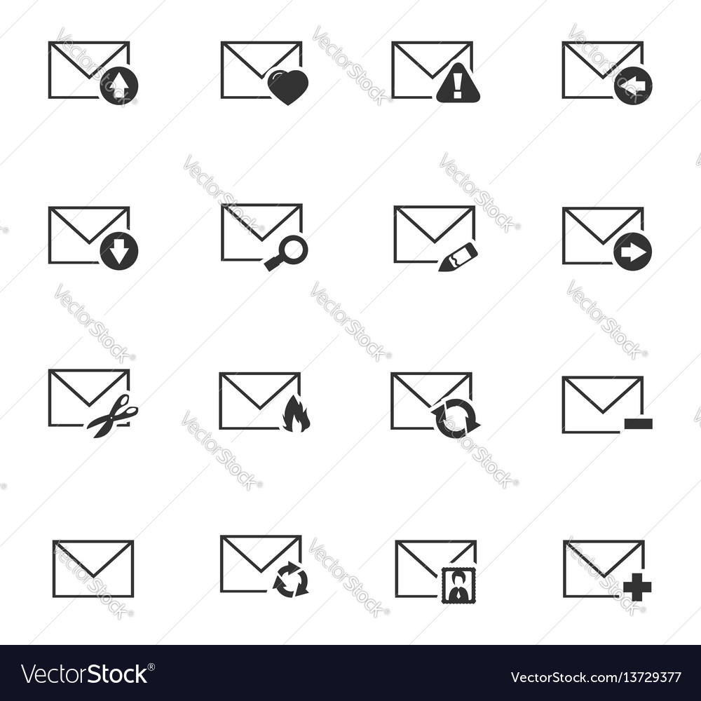 Mail and envelope icons set