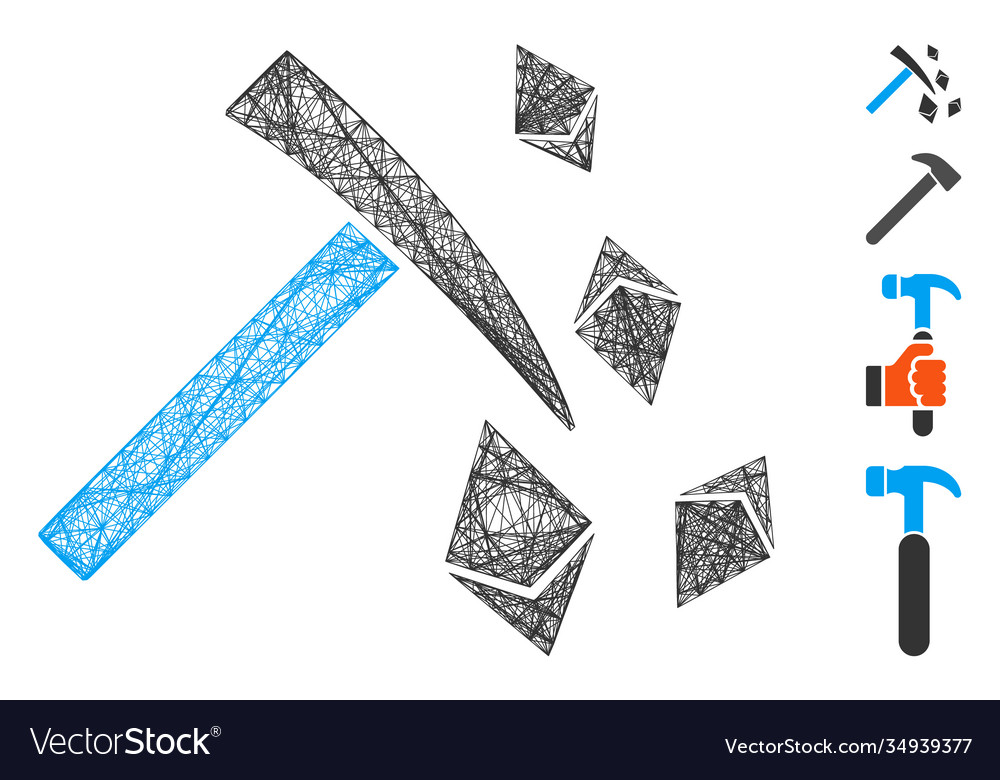 Net ethereum mining hammer mesh vector image Net ethereum mining hammer mesh