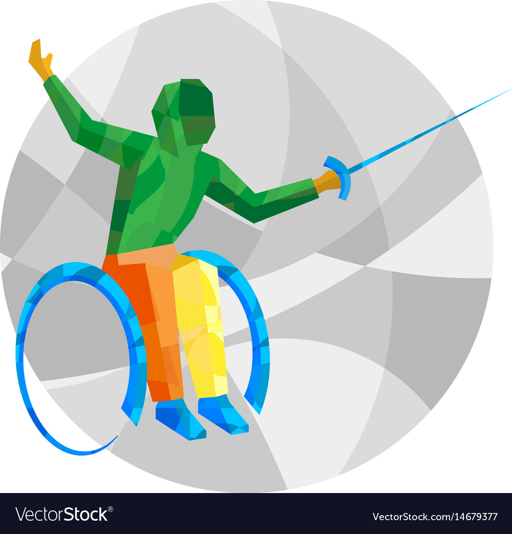 Physically disabled fencer with abstract patterns