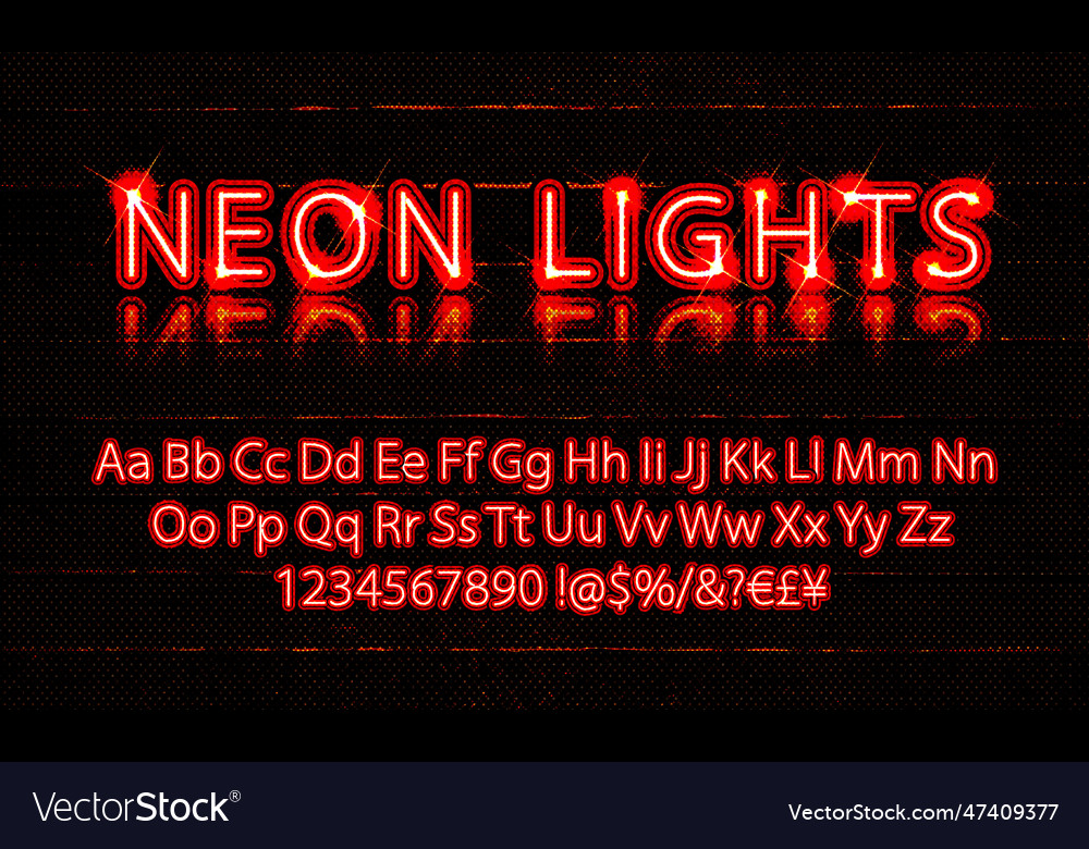 Realistic fashionable neon font great for red