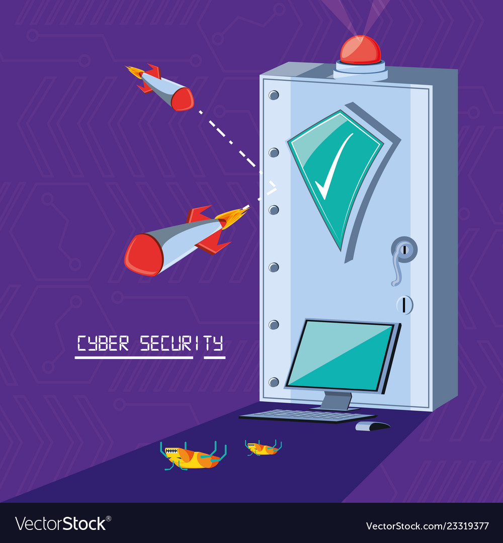 Safe box with set icons cyber security