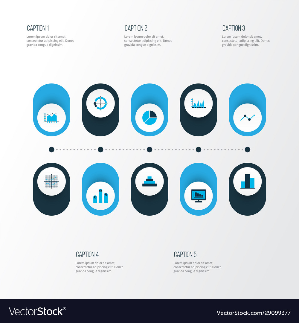 Set graphs diagrams and statistics icons vector image Set graphs diagrams and statistics icons