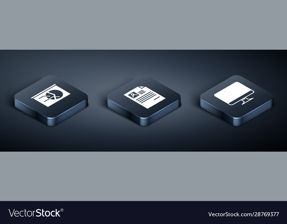 Set isometric board with graph chart computer vector image Set isometric board with graph chart computer