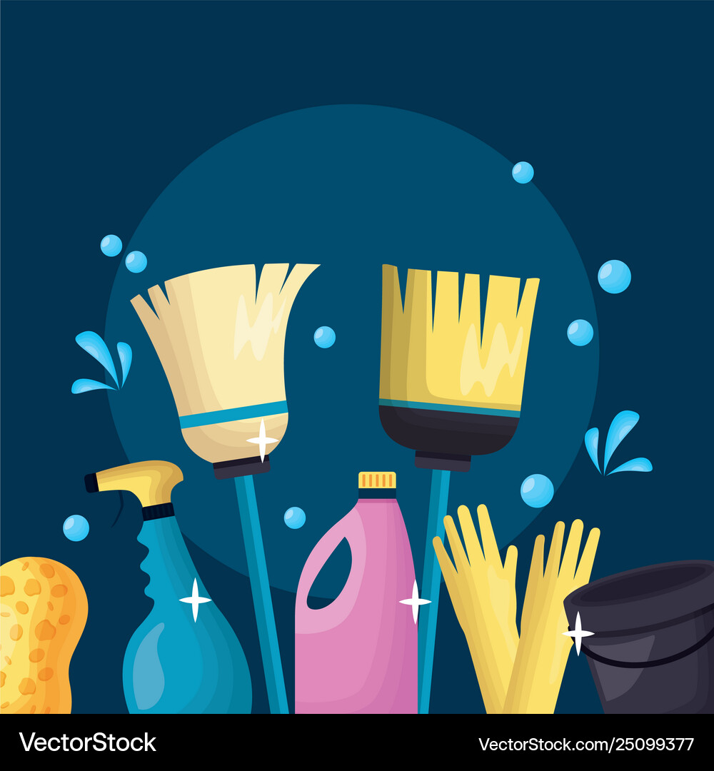 Spring cleaning tools Royalty Free Vector Image
