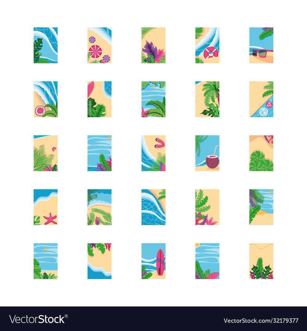 Summer backgrounds top view detailed style frames