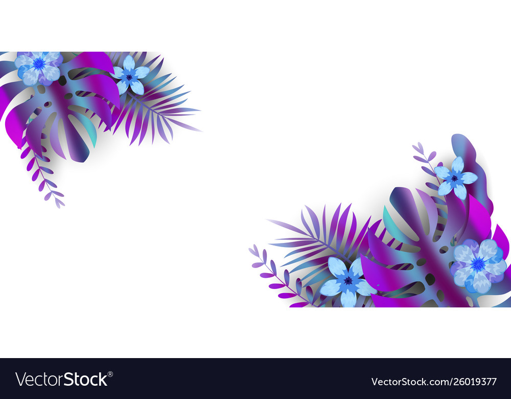 Summer template with holographic tropical plant Vector Image Summer template with holographic tropical plant
