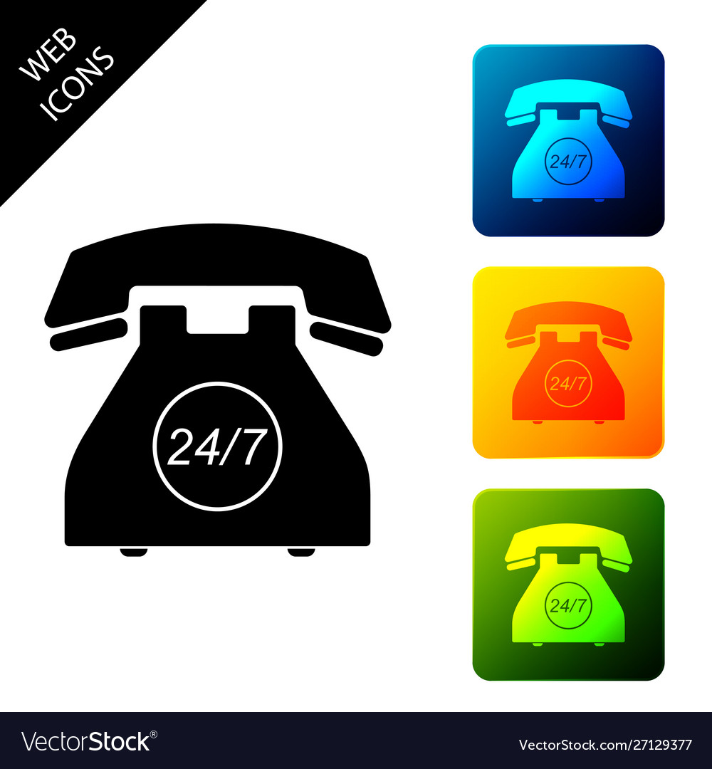 Telephone 24 hours support icon isolated all-day