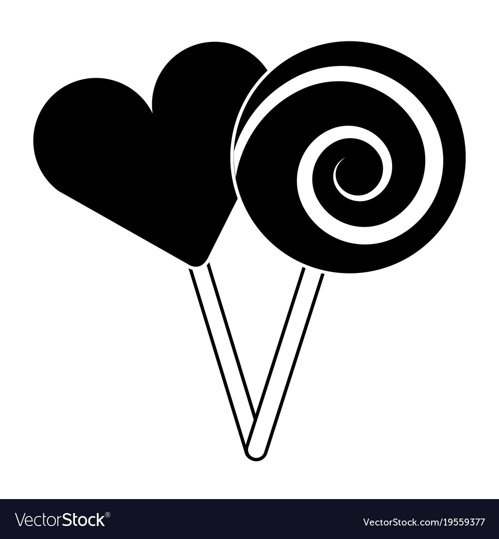 Two round lollipop and heart shape candy