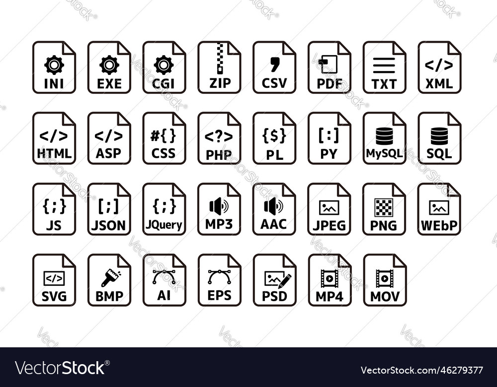 Various file formats icon set
